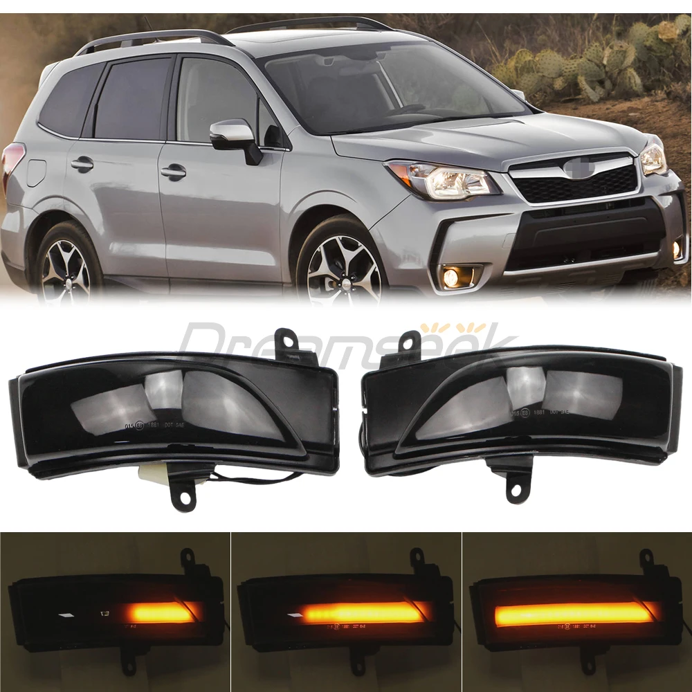 Espejo retrovisor LED con luz de señal de giro secuencial para Subaru Forester / Subaru Outback / XV / WRX / Legacy Side Smoke