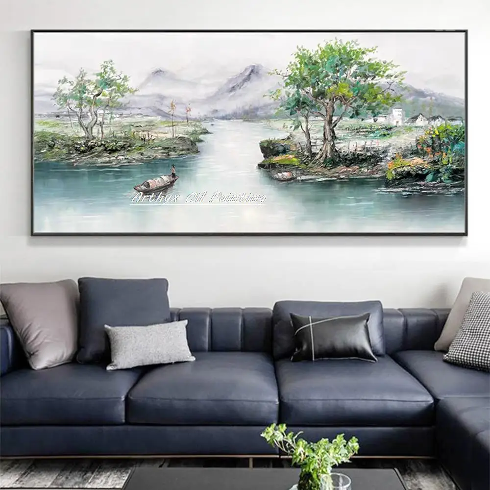

Arthyx Hand Painted Modern Abstract Canvas,Palette Knife Landscape Oil Painting Wall Art,Picture For Living Room,Home Decoration