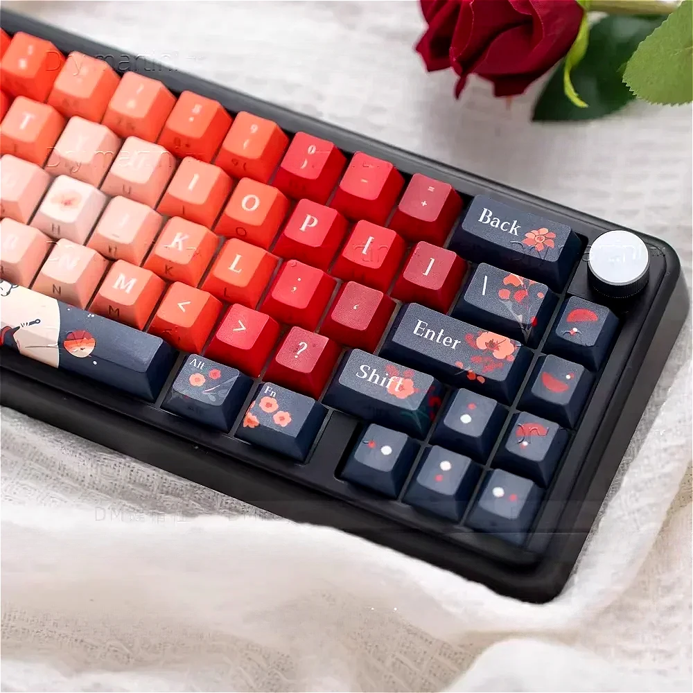 

Mythic Cherry Keycap Set PBT 132 Keys Side Engraved Translucent Personalized for MX Switch 60/84/90/104/108 Mechanical Keyboards