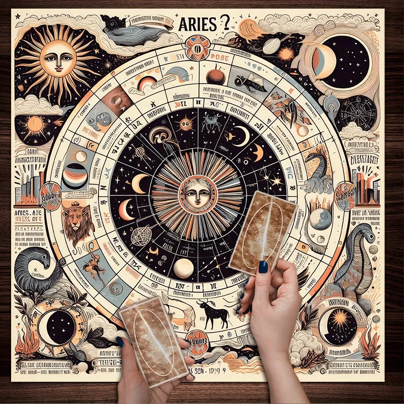 50/75/110/137cm Tarot mat 1PC Mysterious Star Chart Desk Mat Sun Totem Twelve Zodiac Signs Study Altar Astrology Tarot Card