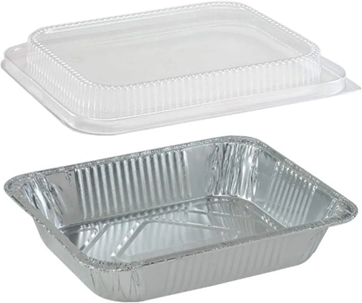 Aluminum Foil Pans - Disposable Freezer to Oven Safe Containers for Takeout, Storing and Freezing (50, 9 x 13 with Dome Lids)