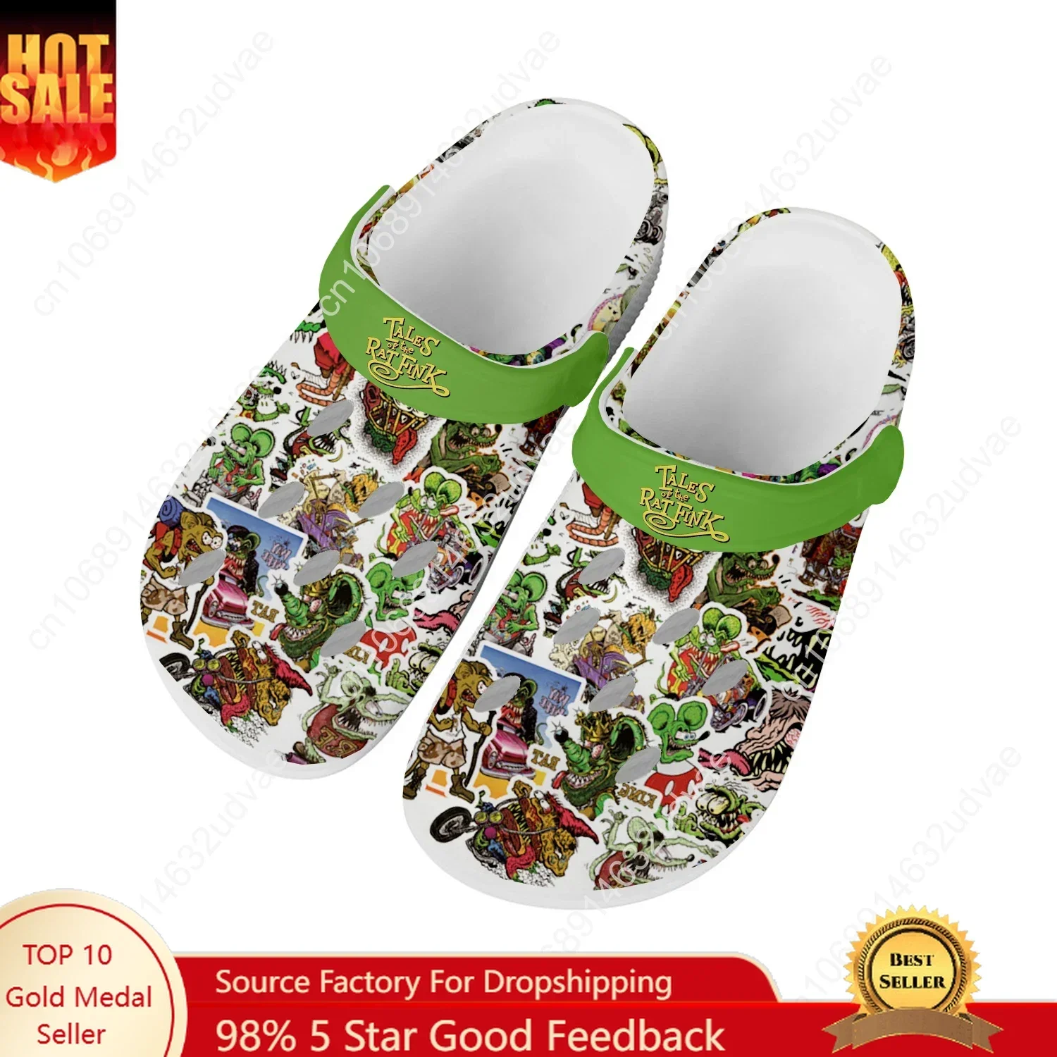 

Tales Of The Rat Fink Water Shoes Mens Womens Comfortable Home Garden Clogs Customizd Sandals Beach Breathable Hole Slippers
