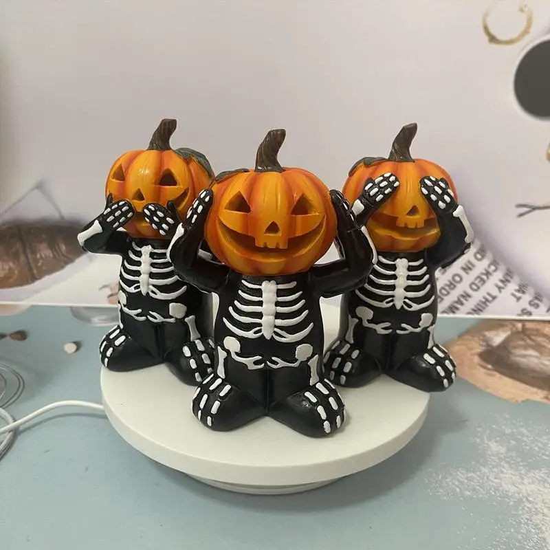 

Pumpkin Skeleton Decor Skeleton Resin Statues Funny Halloween Indoor Table Decoration Statue Halloween Pumpkin Skeleton Crafts