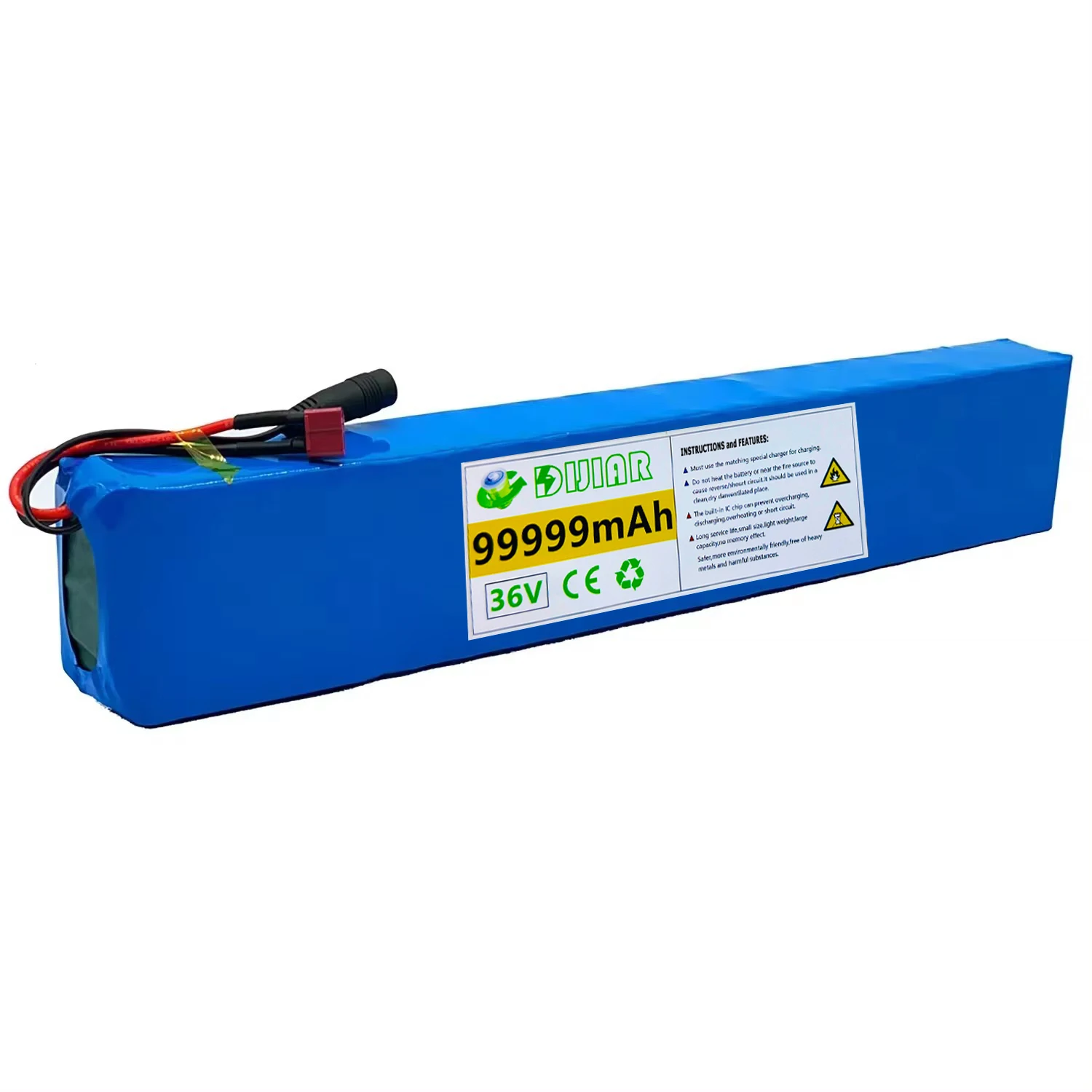 New 18650 Battery Pack 10s4p 36V 99.99Ah High Power 600 W, Suitable for Electric Bicycle Lithium Battery with Charger Sales