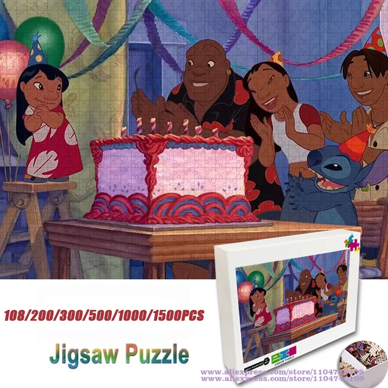 

Anime Lilo & Stitch Characters Puzzle Jigsaw 108/200/300/500/1000/1500Pcs Intelligence Puzzles for Kids Birthday Gift Home Decor