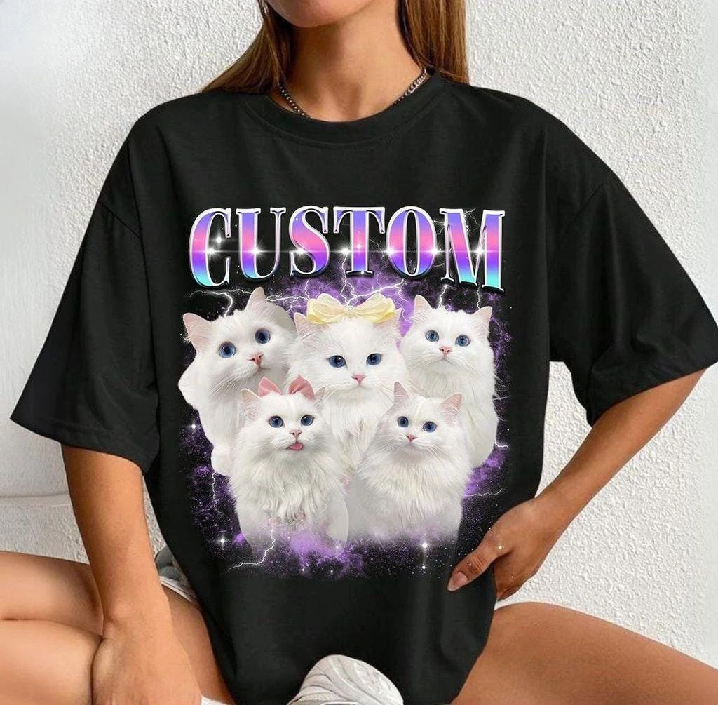 الرجعية مخصص Bootleg الراب المحملة مخصص القط Bootleg قميص مخصص القط قميص شخصية القط Bootleg قميص مخصص نسخة القط #1