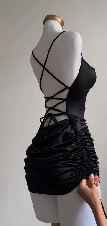 Vestido cruzado de verano 2024 con cordones, sexy y elegante, falda de cadera con espaciador 3