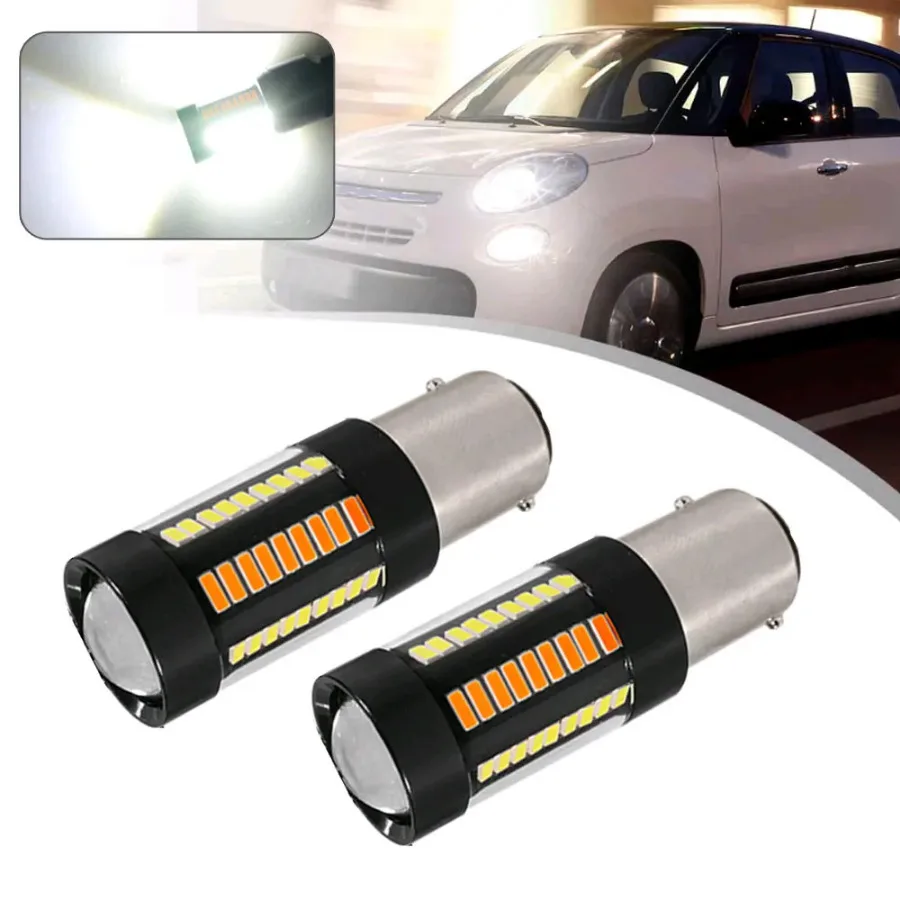 

2Pcs Dual Color Bulbs Whiteto Amber Car Auto Parking Lamp LED 1157 BAY15D P21/5W T25 7443 T20 Car Signal Light DRL 4014 66 SMD