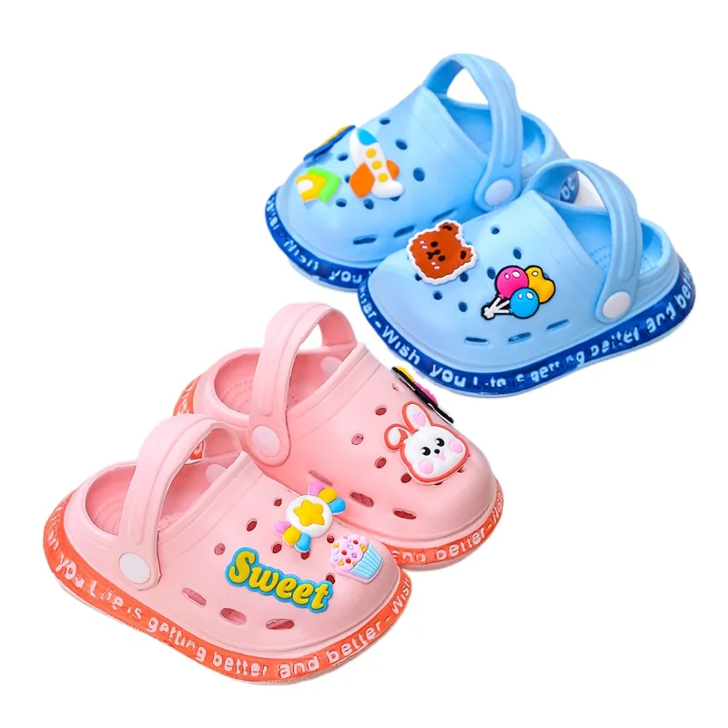 

Summer Kids Sandals Hole Children's Shoes Slippers Soft Anti-Skid Cartoon DIY Design Hole Baby Shoes Sandy Beach For Boys Girls