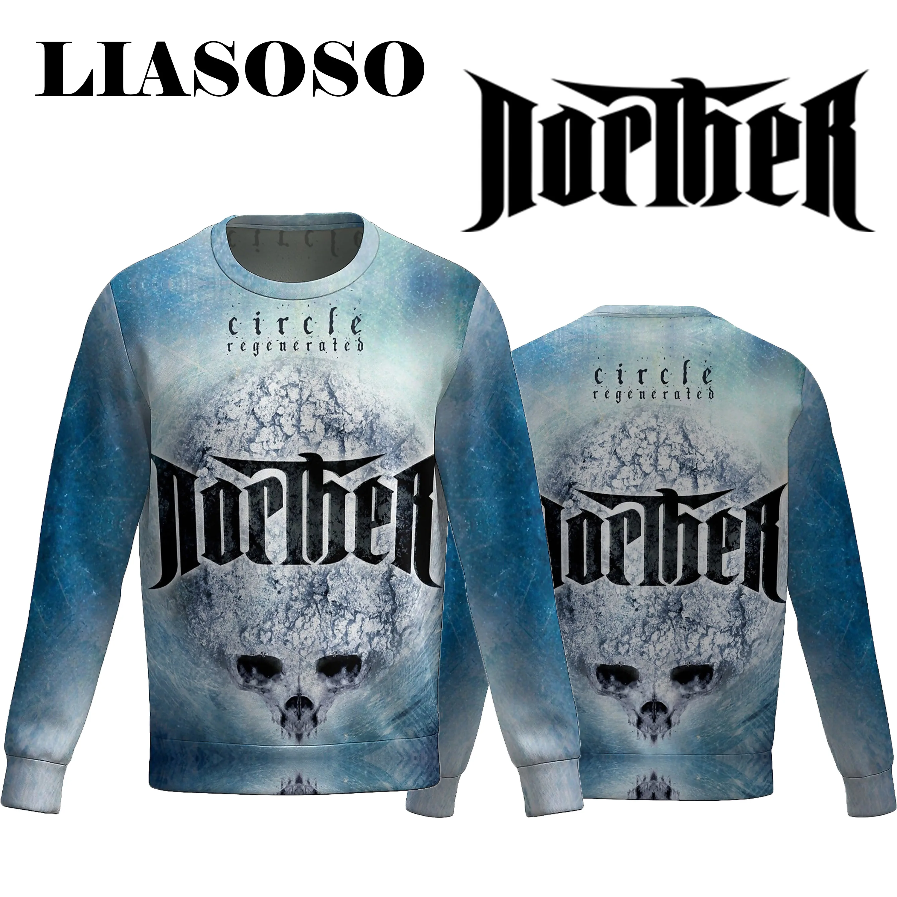 LIASOSO 3D Printed Norther Rock Sweatshirt Epic Melodic Metal Long Sleeve Round Neck Pullover for Men & Women Stylish Casual