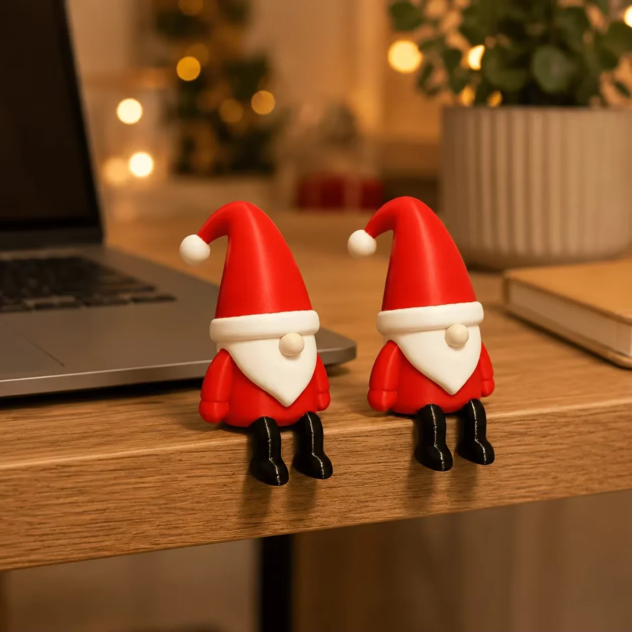 Dwarf Edge Sitting Statue,Mini Santa Claus Statue Ornament, Presenting A Sitting and Resting Posture, Bookshelf Edges