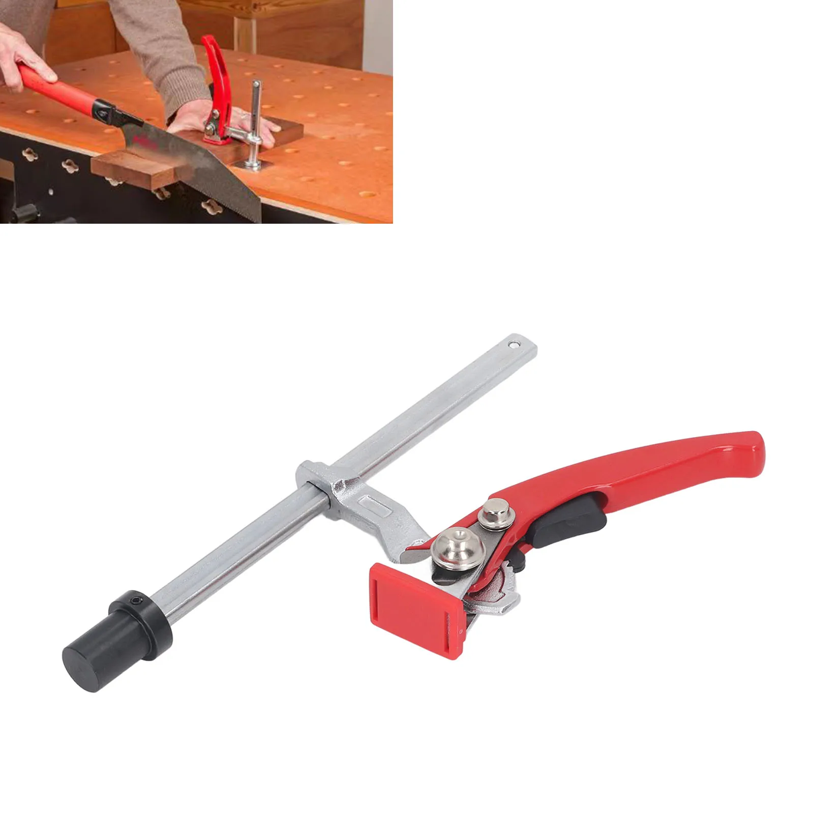 Hold Down Clamp Desktop Clip Fast Fixed Clip 20mm Base 13.5x6.5mm Guide Rail Woodworking Bench Dog Clamp with Ratchet Mechanism
