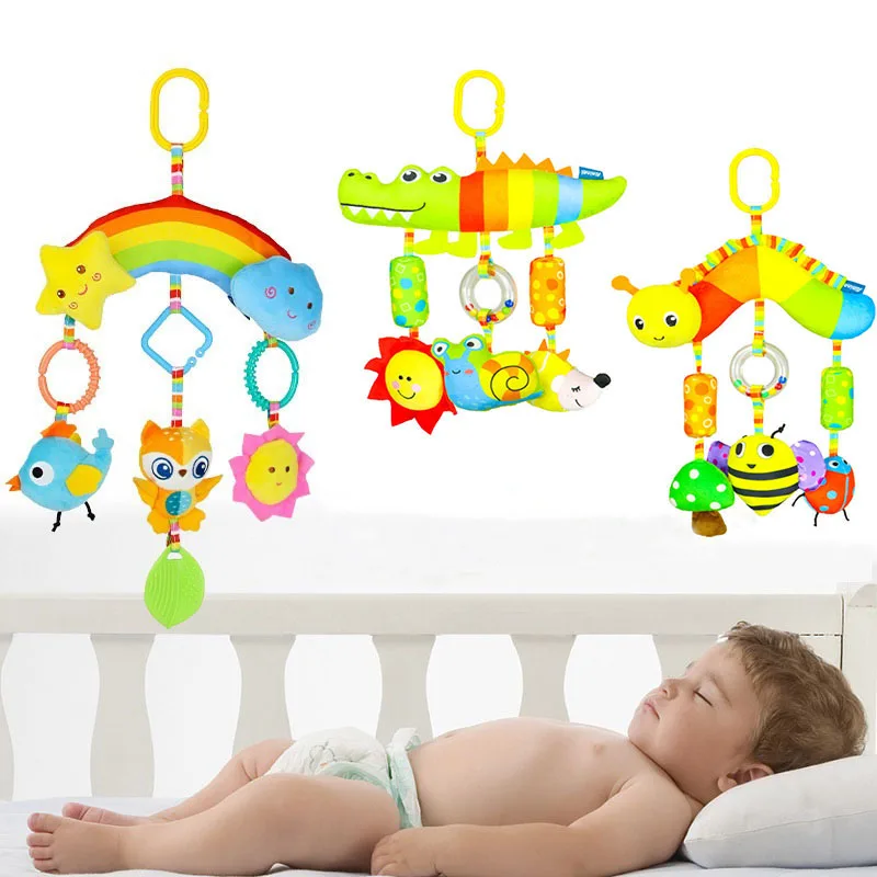 Baby Car Seat Toys for 0-6 Month with Baby Rattles Soft Newborn Activity Sensory Toys for Car Seat Crib Mobile Stroller Toy