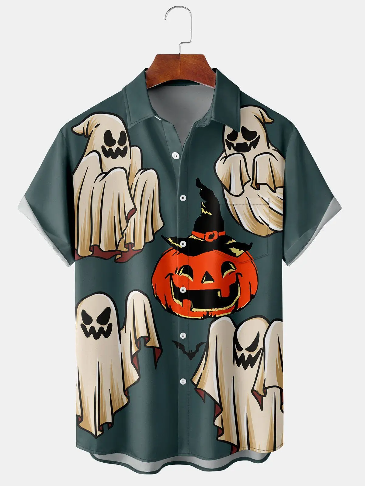 Men's Halloween Pumpkin Head Short Sleeved Shirts printed holiday shirt men's casual fashion autumn clothing New men's tops