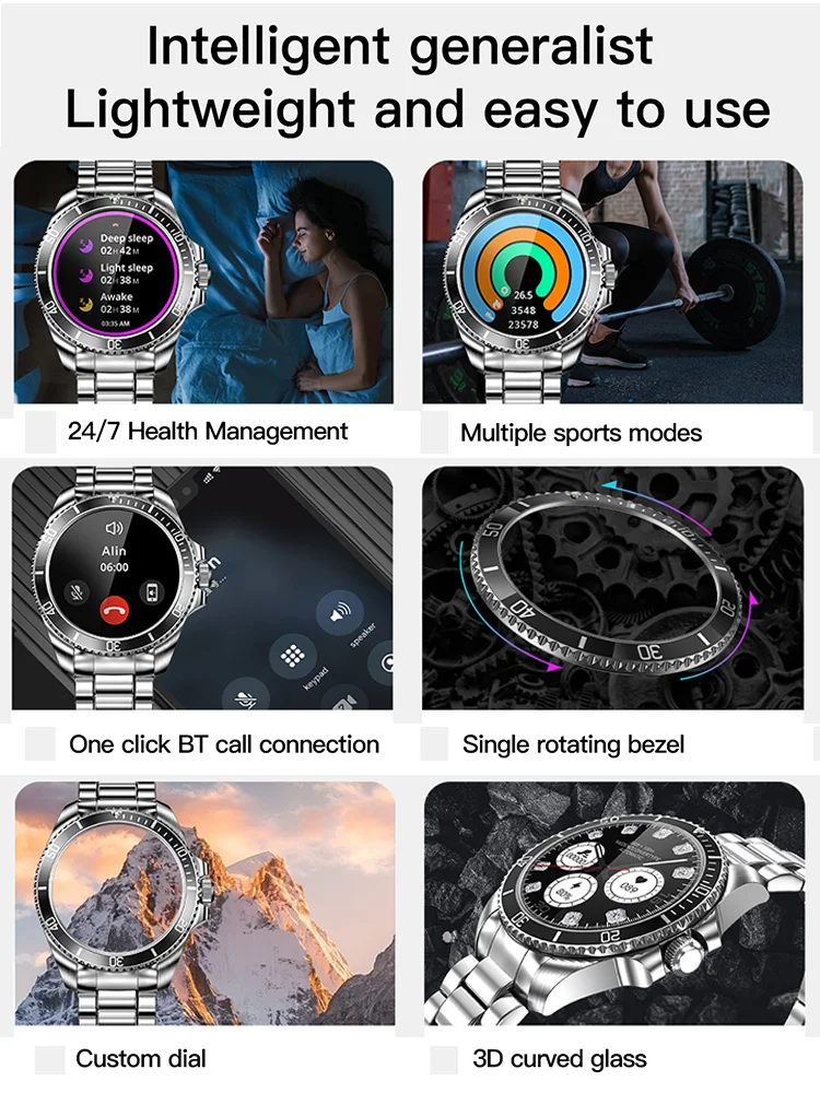 For Rolex New Smart Watch Men Compass GPS Track SmartWatch Amoled Always Displays Temperature Clock BT Call Smartwatch+BOX 2024