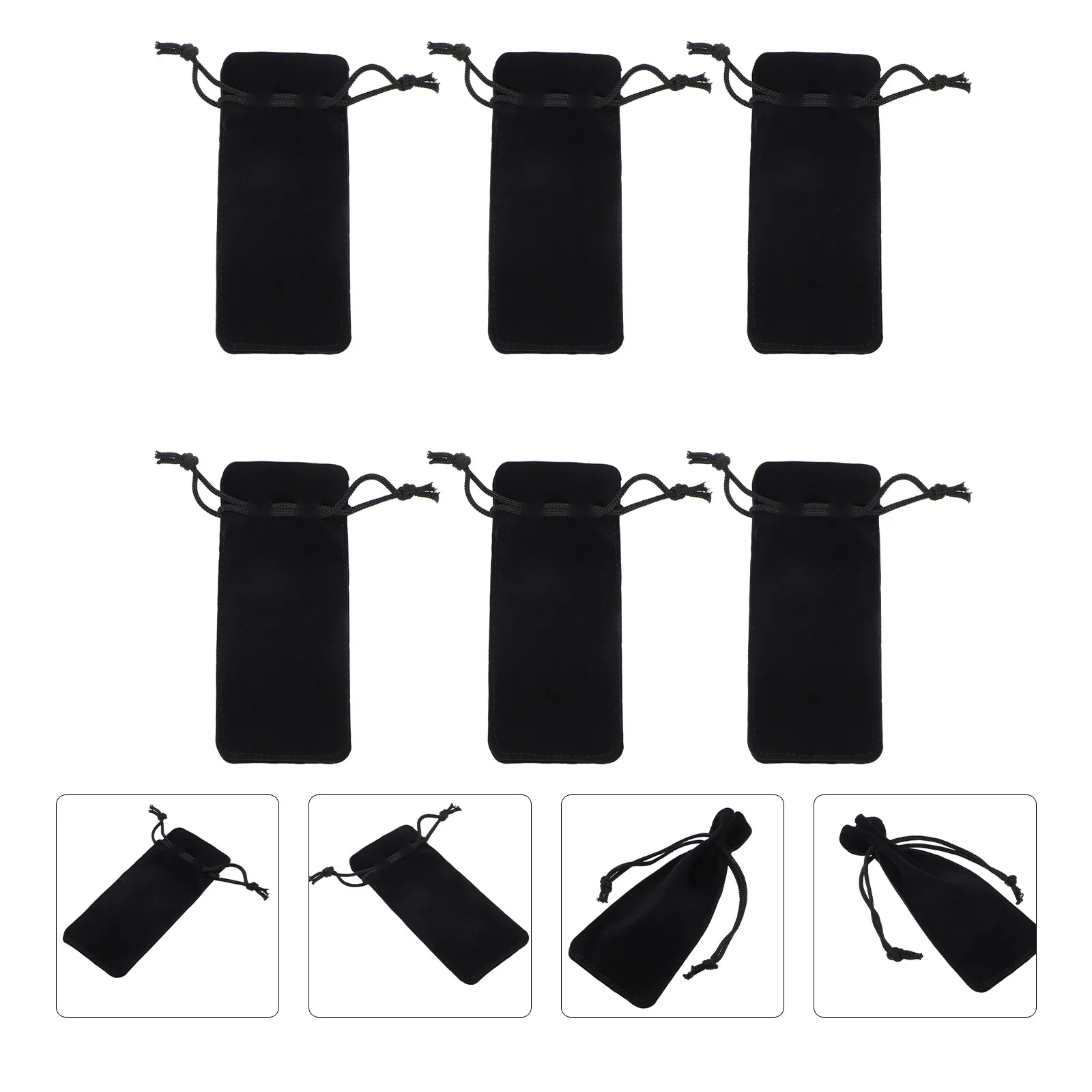 6 個の糸くず口紅バッグ小さなポーチ女性のためのメイク収納軽量オーガナイザー旅行ジュエリーホルダー香水ポーチ