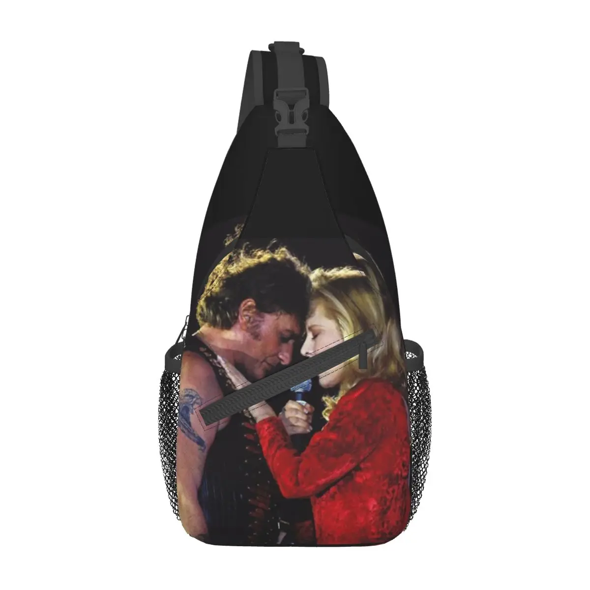 Johnny Hallyday Sylvie Crossbody Sling Bag Small Chest Bag Music French Singer Shoulder Backpack Daypack  Hiking Outdoor Travel