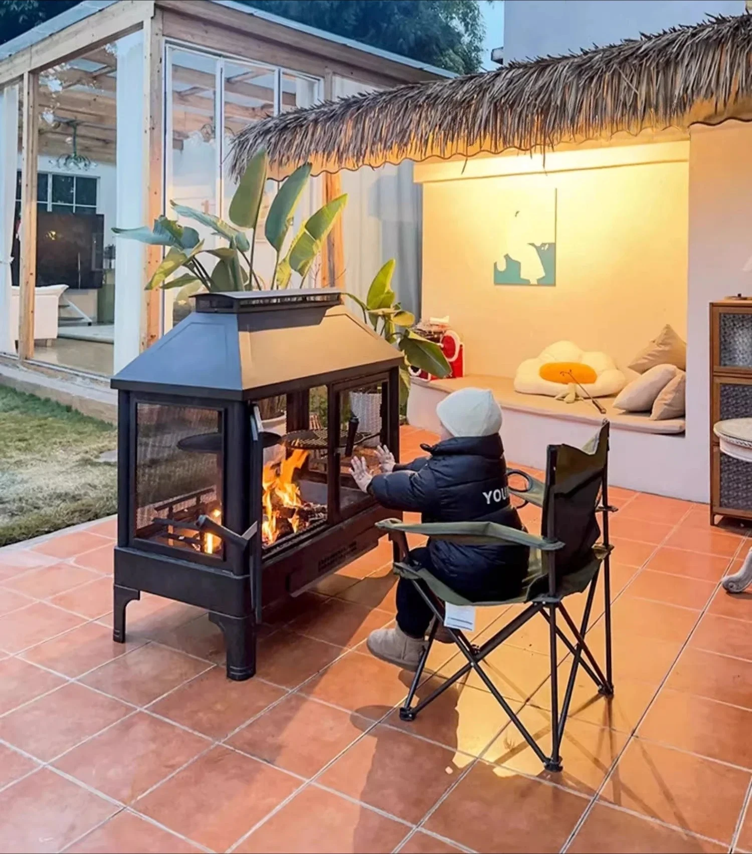Roast stove villa courtyard large heating stove household outdoor barbecue stove rural firewood fire basin designer
