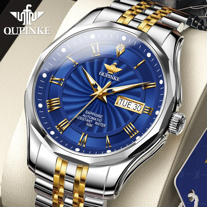 

OUPINKE 3207 Original Men's Watch Sapphire Mirror Stainless steel 50M Waterproof Japan Automatic Mechanical Mna Hand Clock