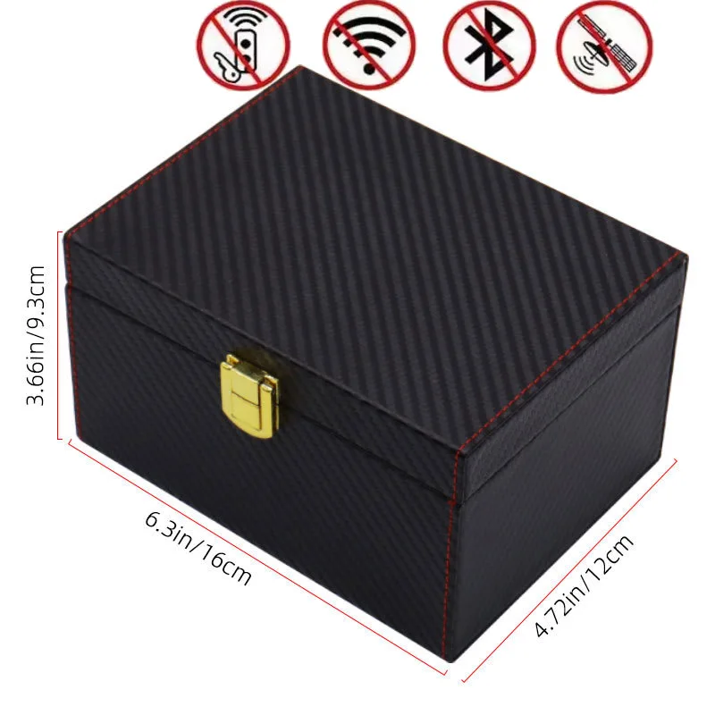 Carbon Fibre Car Key Anti-theft RFID Signal Isolation Blocker Box Radiation-proof Bank Cards Phone Auto Storage Safety Container