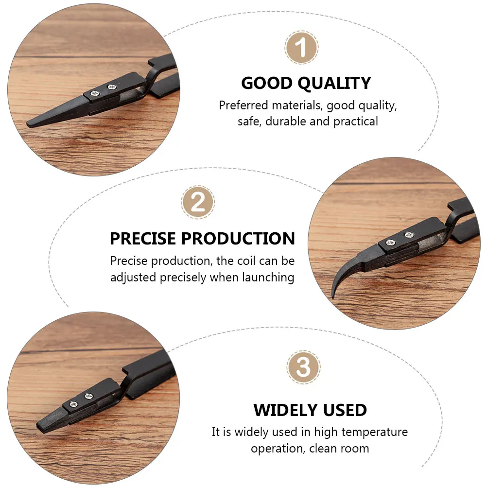 

5Pcs Curved NonConductive AntiStatic Insulation Tweezers HeatResistant StainlessSteel Ceramic Precision Industrial Electronics