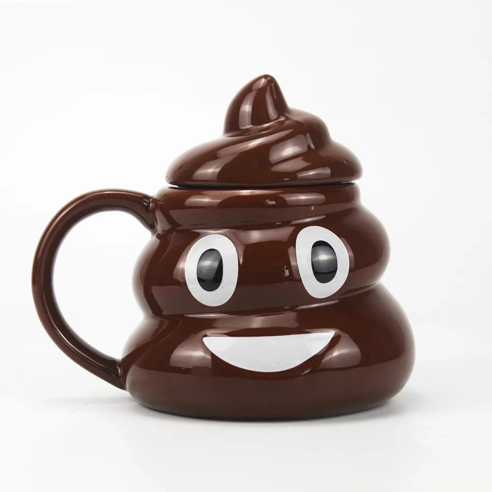 New Design Poop Cup Smiley face Ceramic Mugs Tea Coffee Cup Funny Humor Gift Ceramic Pile Of Poop Face Coffee Mug Gift for dad