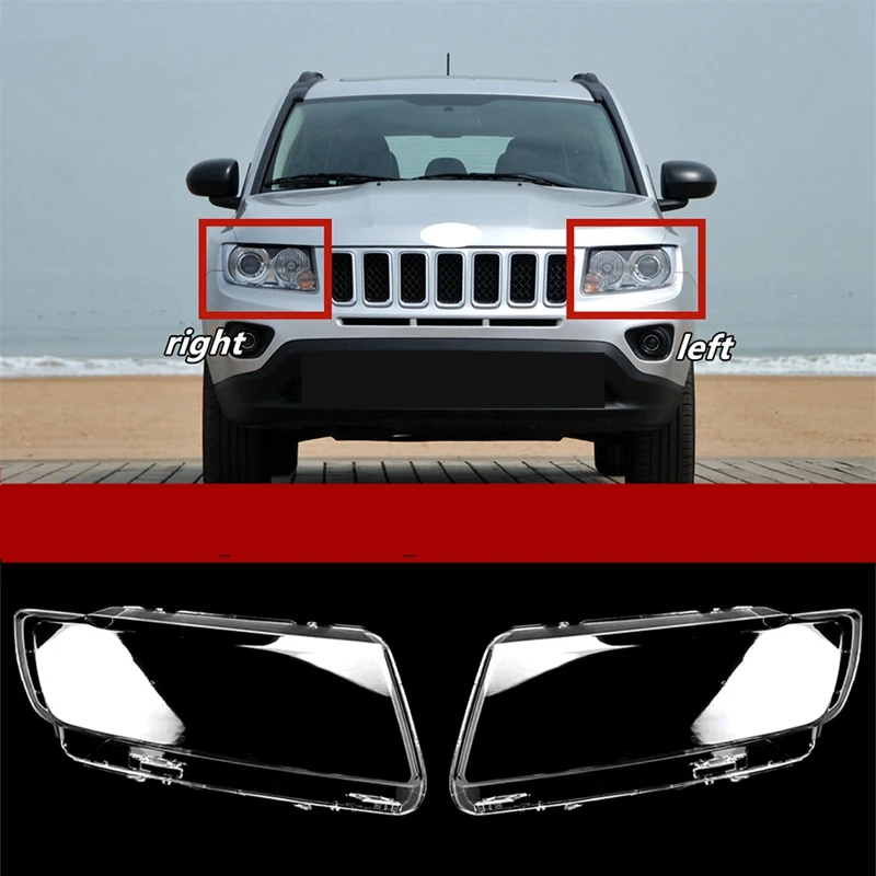 

For Jeep Compass 2011-2016 Car Side Headlight Lens Cover Headlight Lampshade Front Light Shell Cover