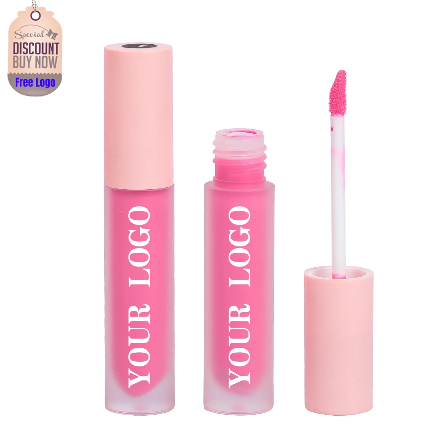 

Pink Tube Clear Liquid Lipgloss Private Label Long Lasting Lip Gloss Waterproof Matte Lipstick Custom Logo