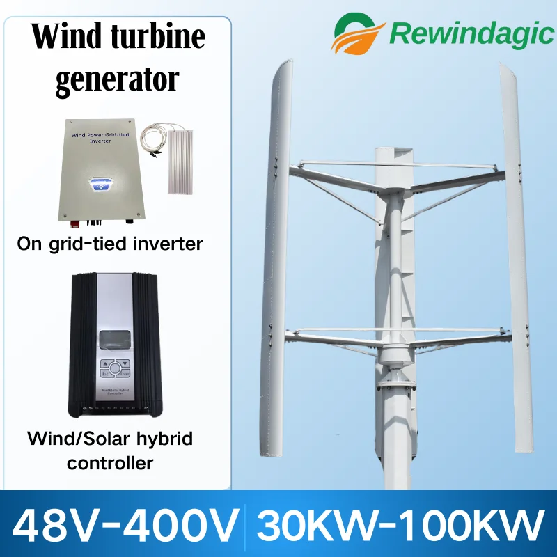 

Free energy Wind Turbine 50KW 30KW 80KW Vertical Generator Permanent Magnet Suspension Low Wind Start Household 220V 380V 400V