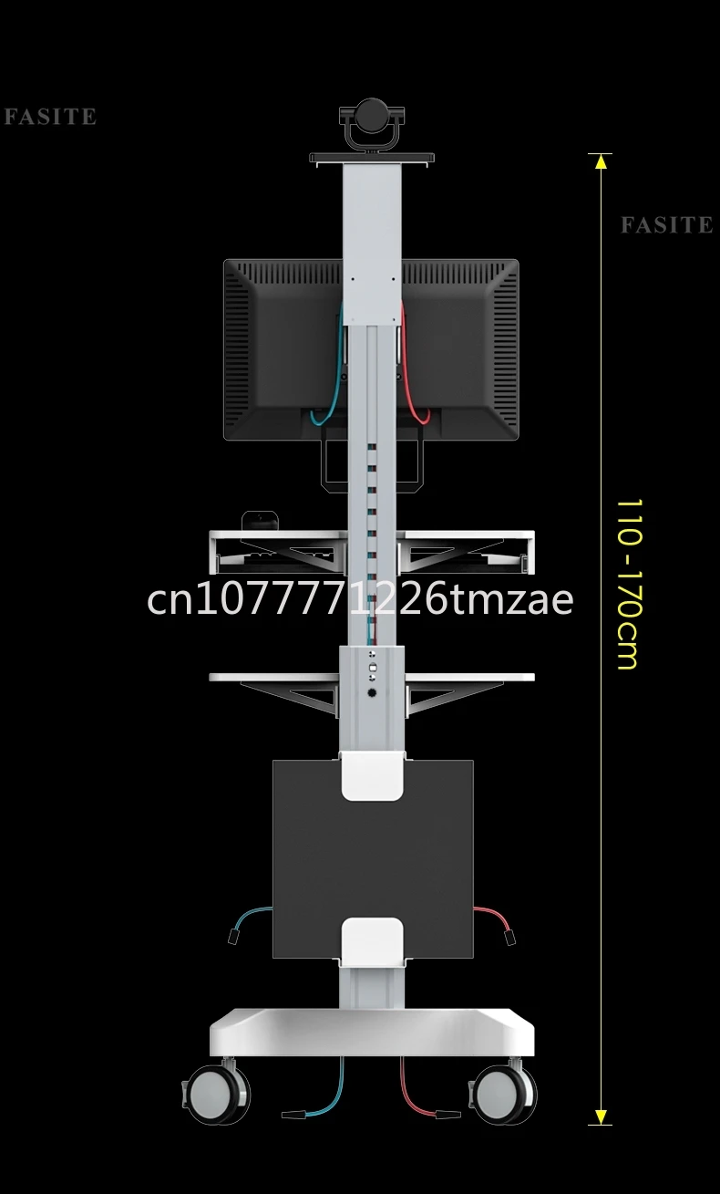 Touch Screen Computer Cart Dental Clinic Hospital Medical Cart Height Adjustable