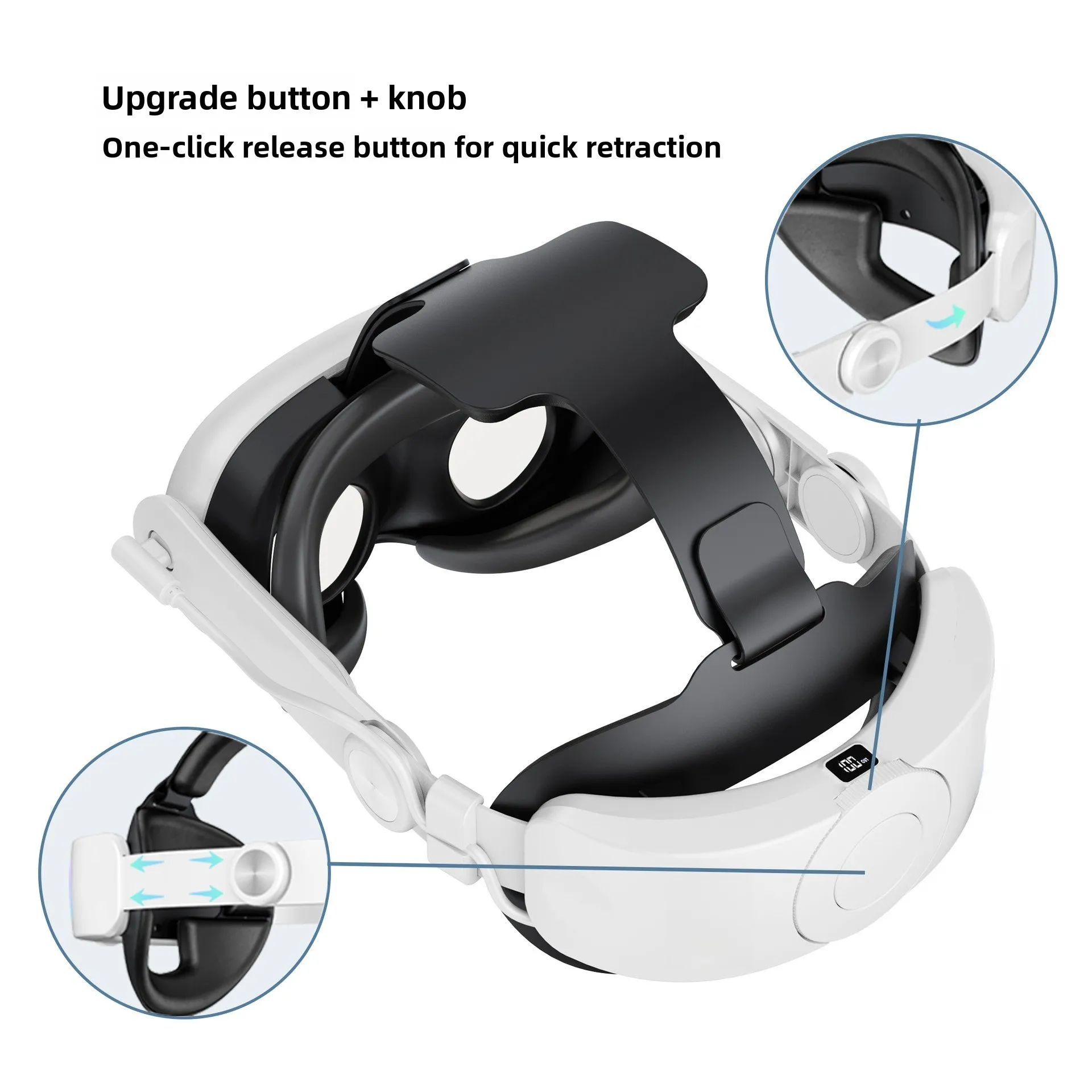 For Meta Quest 2/3/3s Headset with Adjustable Replaceable 10000mAh Charging Battery for Oculus Quest 2 Headband VR Accessories