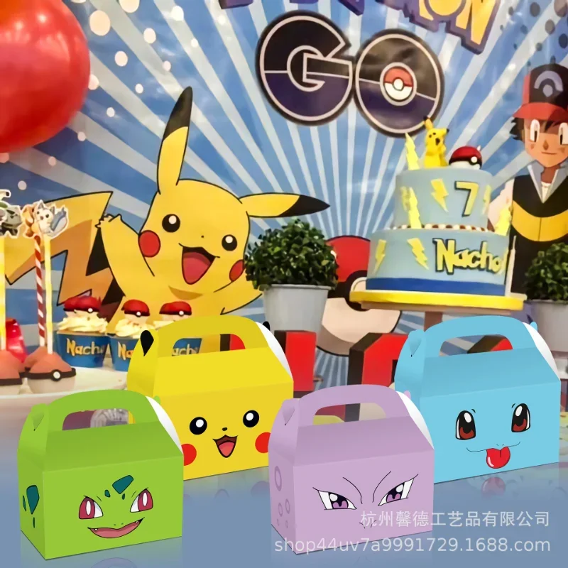 8/16/24pcs pokémon večírek laskavosti narozeniny večírek dekorace pikachu papír dar pytle ovládat bonbóny skříňka děti kapesní papír skříňka dar