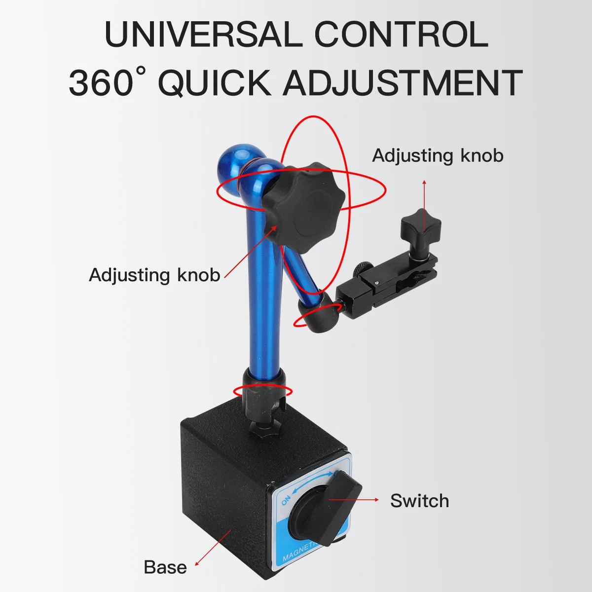 

Universal Magnetic Base for Dial Indicator and Micrometer - 80KG Magnetic Force, Magnetic Holder, Bracket Magnetic Stand
