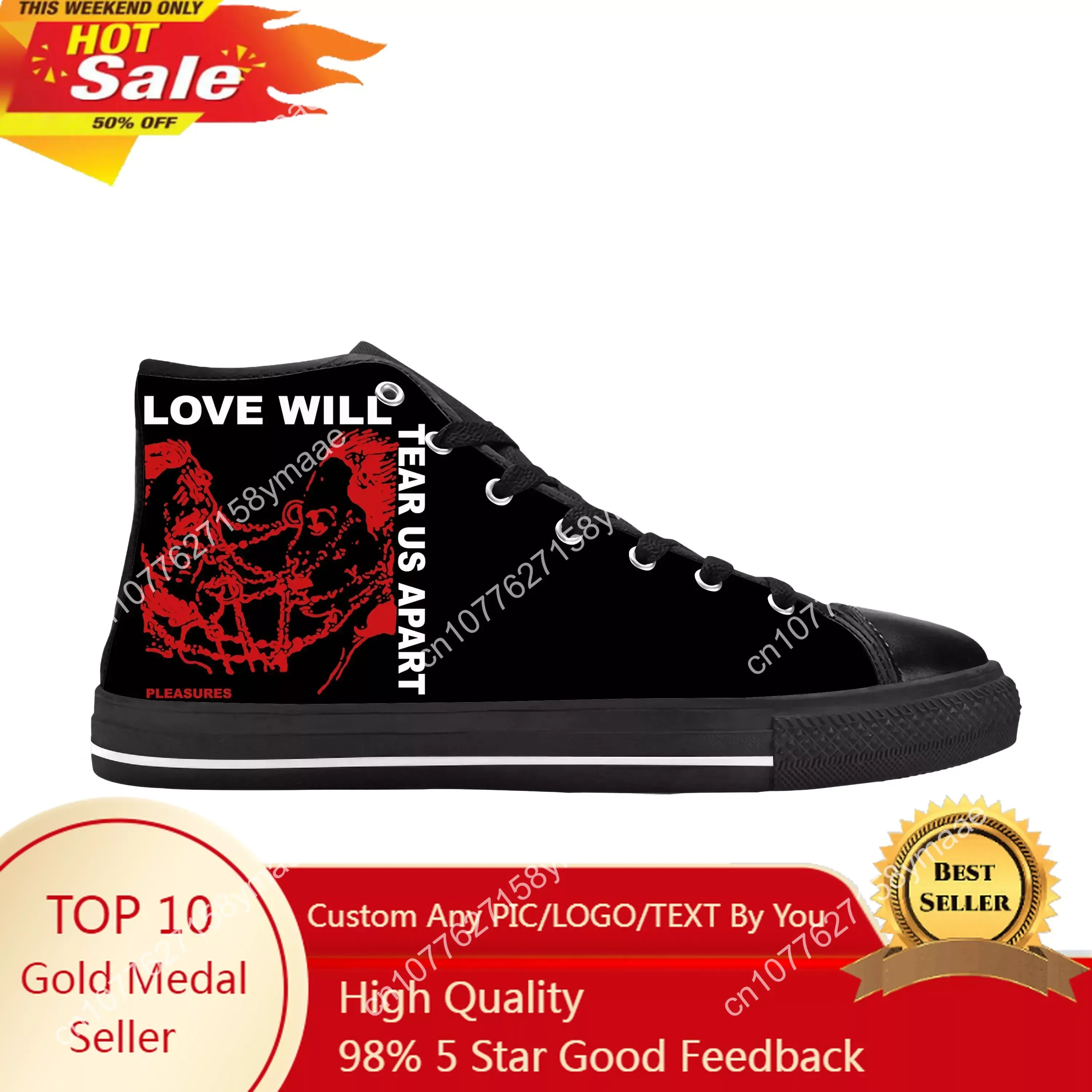 

Hip Hop Rapper Lil Peep Love Will Tear Us Apart Casual Cloth Shoes High Top Comfortable Breathable 3D Print Men Women Sneakers