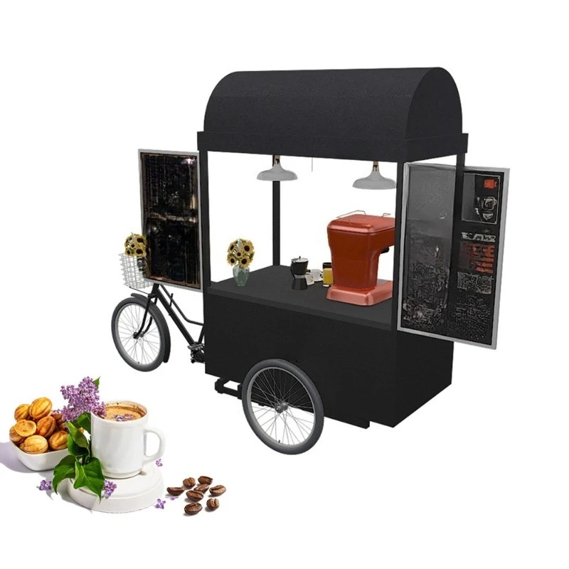 Stall cart, coffee cart, trailer rickshaw, black mobile
