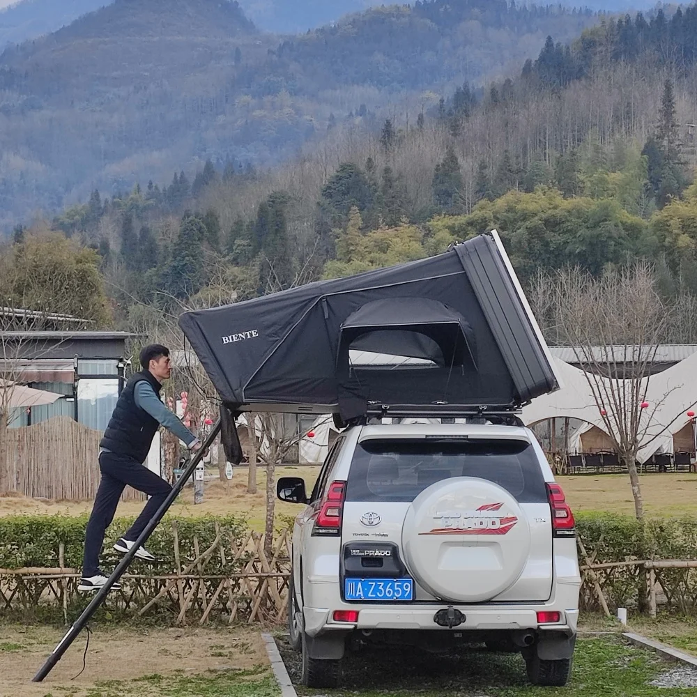4x4 Camping Accessories 3-4 Person Overland Side Open Car Rooftop Tent Dachzelt Aluminum Hard Shell Trailer Camper Roof Top Tent