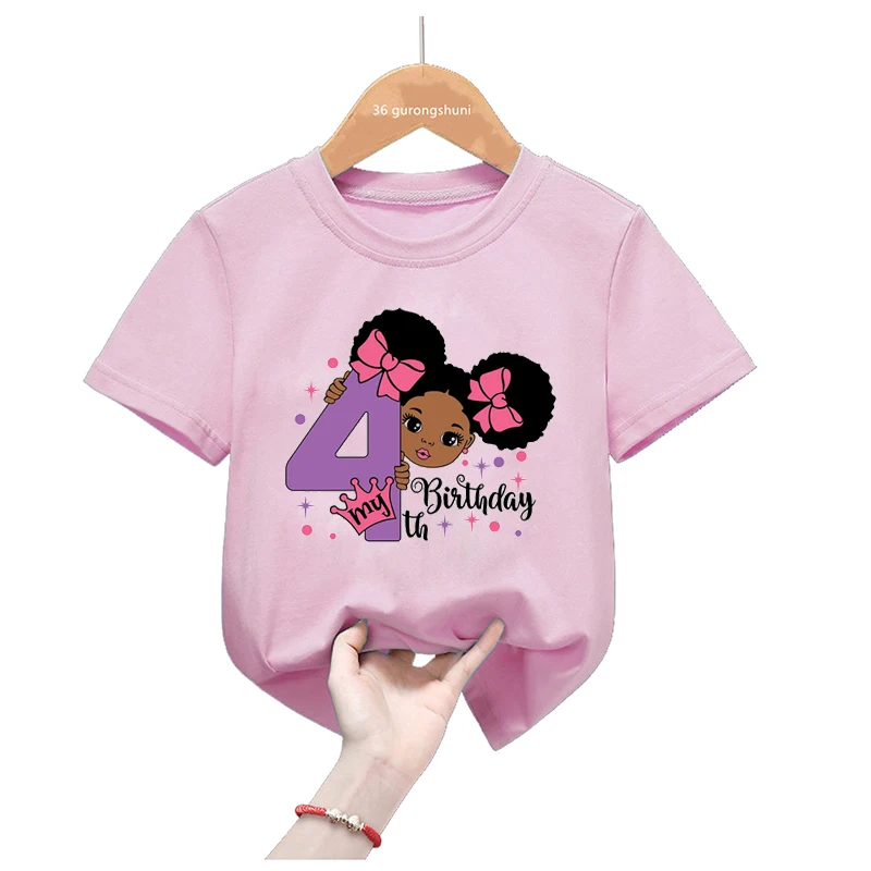 Mermaid T Shirt My 1 2 3 4th Birthday T-Shirt African Black Girls T Shirt Birthday Party Gift Kids Clothes Short Sleeve Tee Top