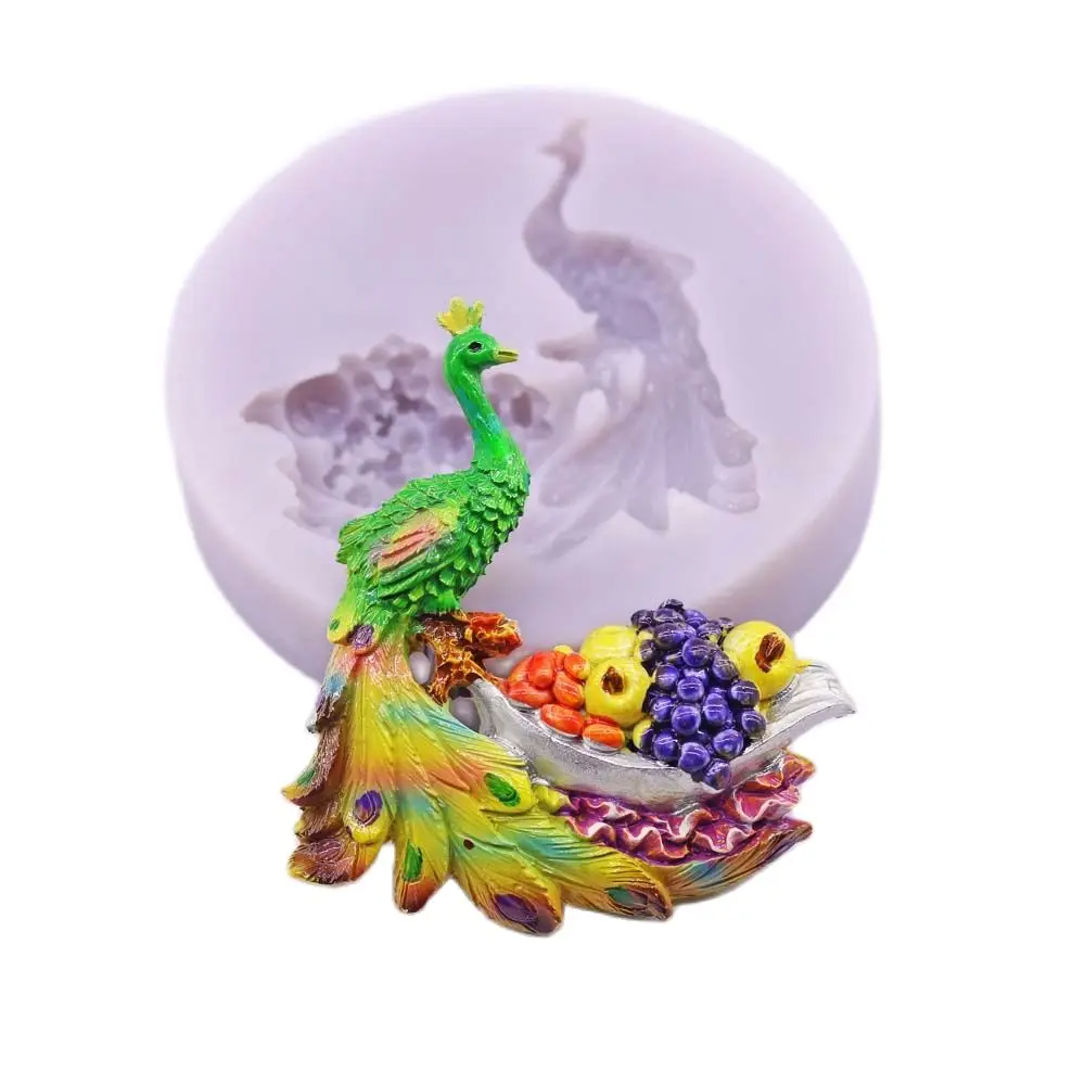 

Auspicious Bird Silicone Fondant Mould Sugarcraft Icing Cake Decorating Topper Chocolate Candy Tool Peacock