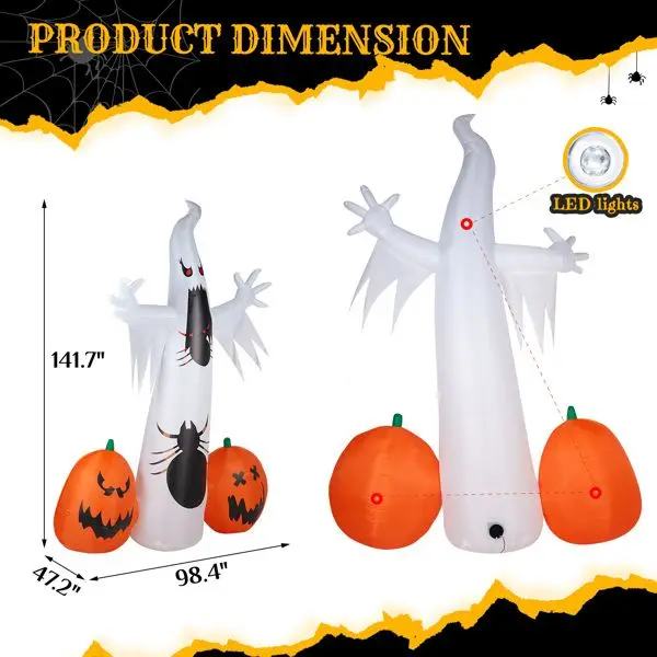 11.8FT Halloween Inflatable Ghost & Pumpkin Decoration | Giant Outdoor Decor Good