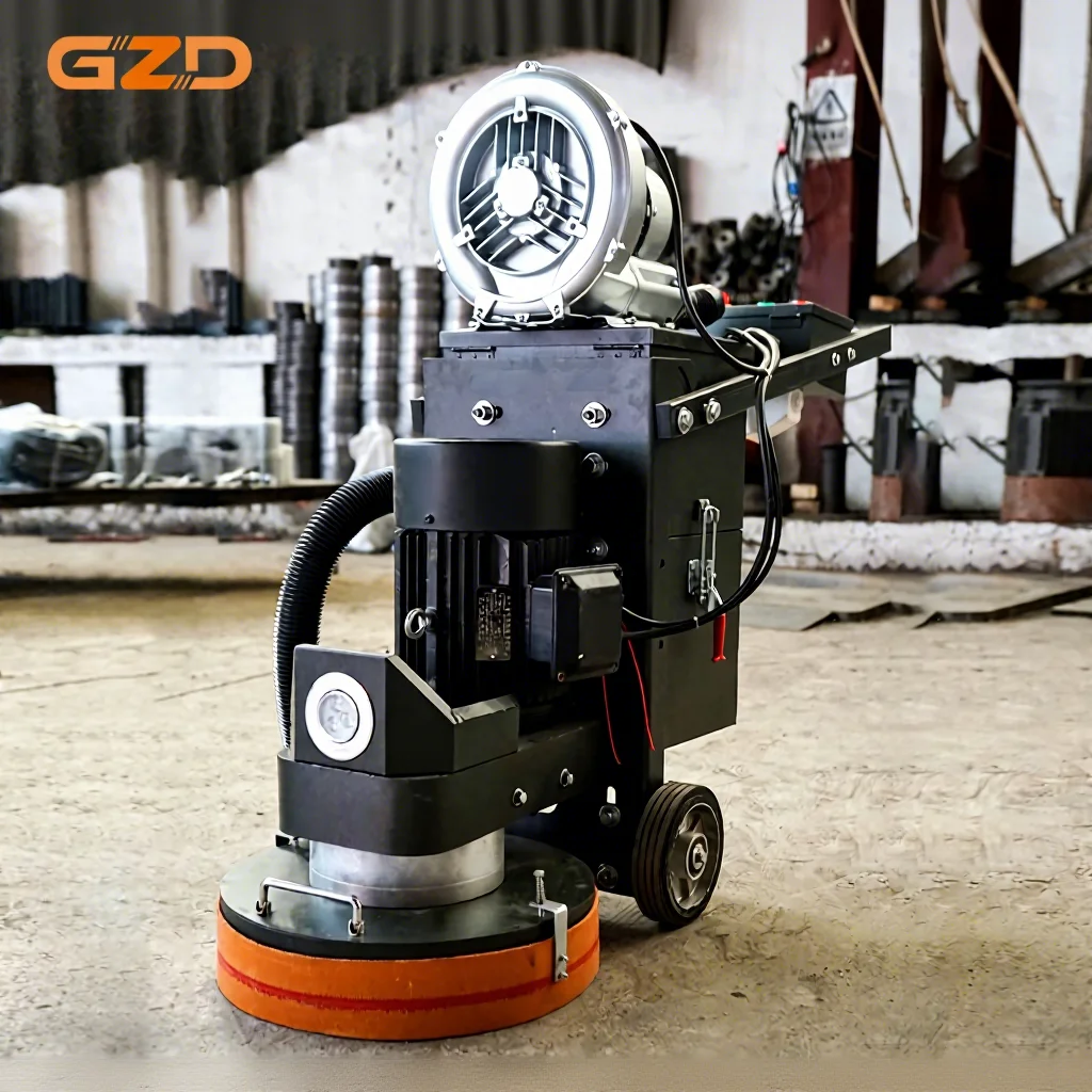 GZD Customize Logo LED Lamp Black Floor Grinder Machine Concrete Surface Grinding Machine With Vacuum