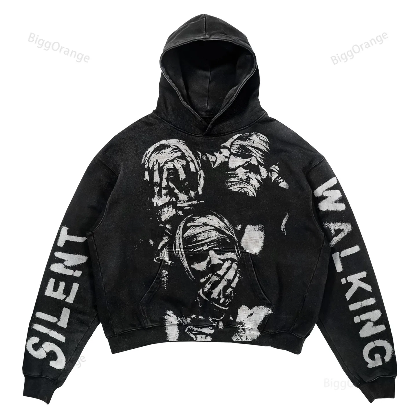 WARM oversized skull print men and women sweatshirt loose New Gothic style casual sweatshirts hip-hop all-match zipper hoodie