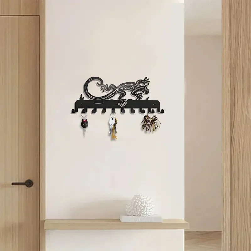 

CIFBUY Decoration Lizard Metal Wall Hanging Decor Towel Holder Rack with 10 Hooks Iron Durable Coat Rack Key Holder Coat Hanger