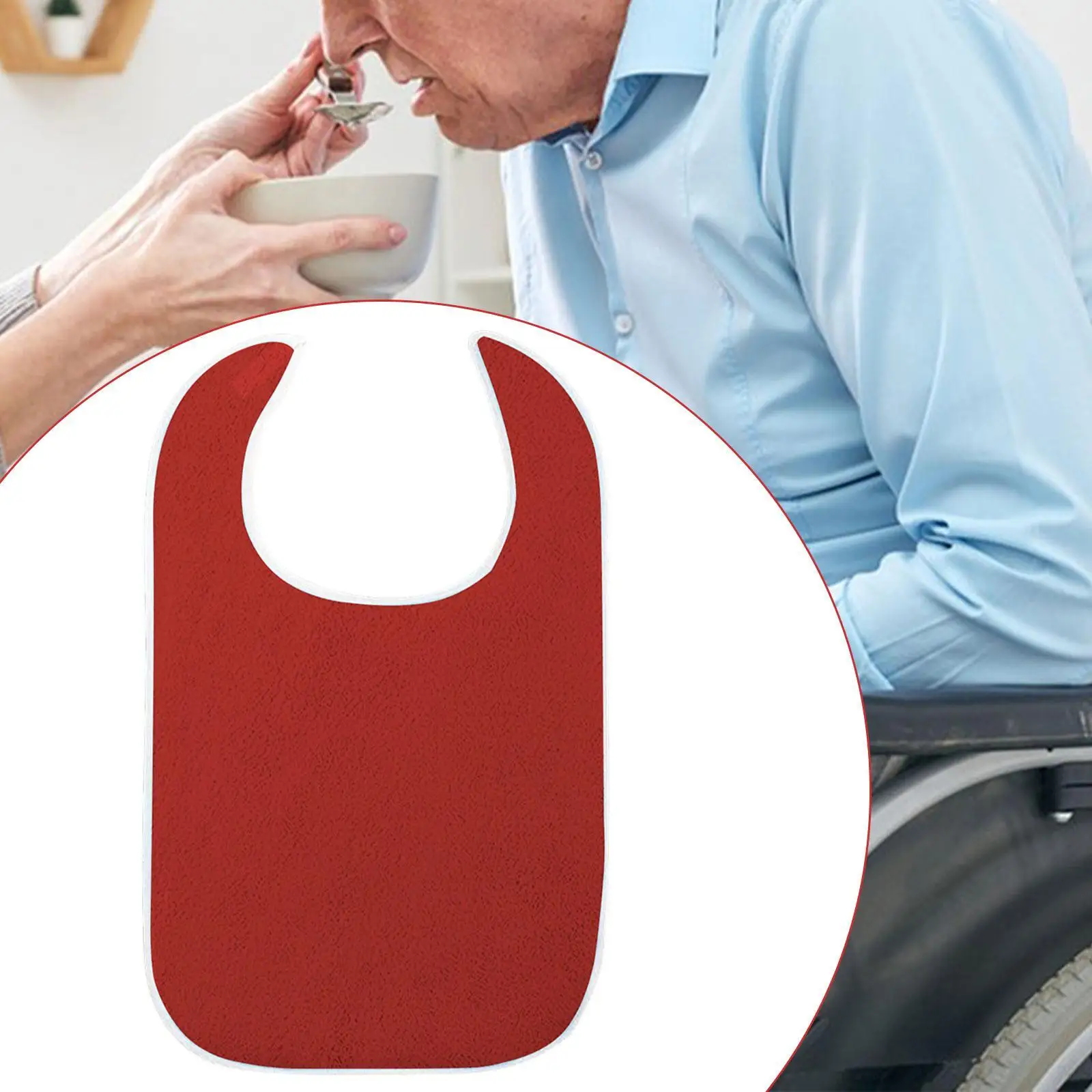 مريلة للكبار لتناول الطعام، قابلة لإعادة الاستخدام وقابلة للغسل، مريحة وقابلة للتعديل، مريلة تغذية للبالغين للنساء والرجال وكبار السن #3