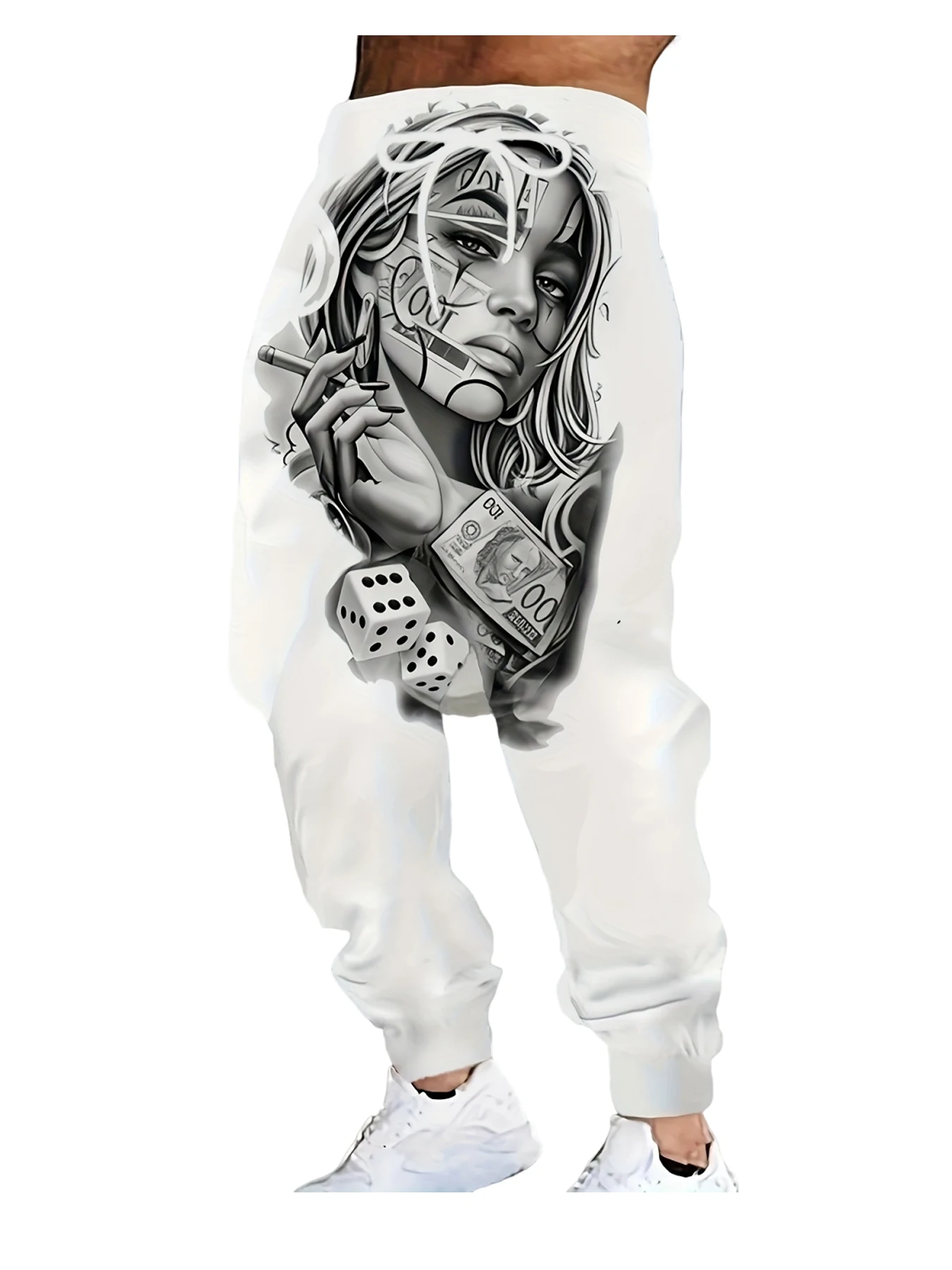 

Новые мужские повседневные брюки с 3D принтом кубиков, уличные дышащие брюки, стильные уличные брюки на шнурке, мужские брюки с манжетами