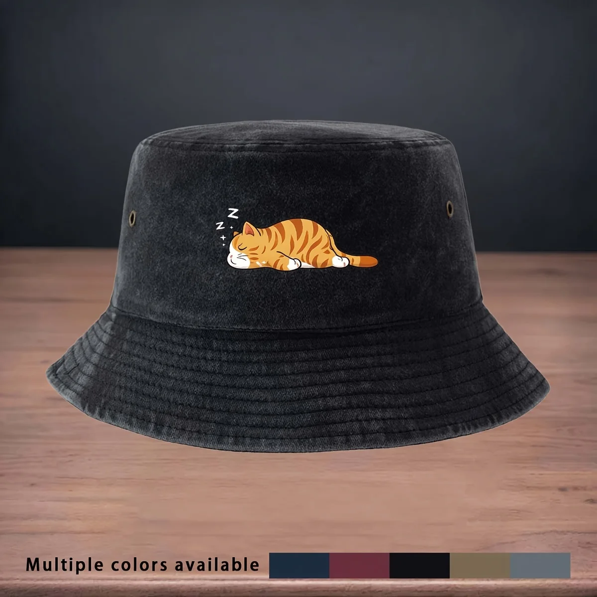 High-quality Printed Orange Tabby Cat Pattern Bucket Hat for Fishing and Lure Fishing. Foldable for Easy Storage and Portability