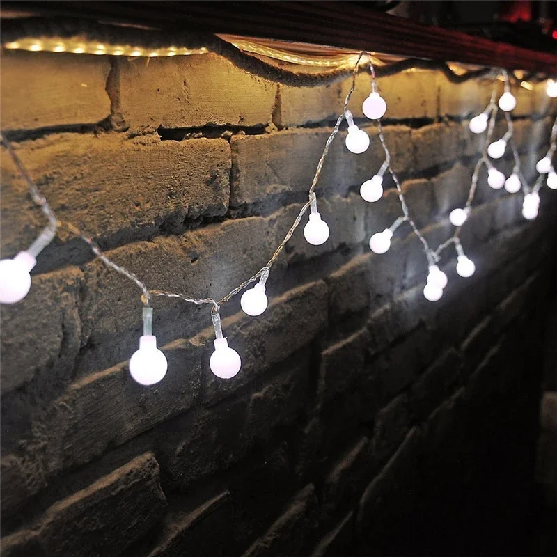 Cadena de luz esmerilada blanca para acampar al aire libre, decoración de boda, pequeño diseño de luz de colores, luz de ambiente