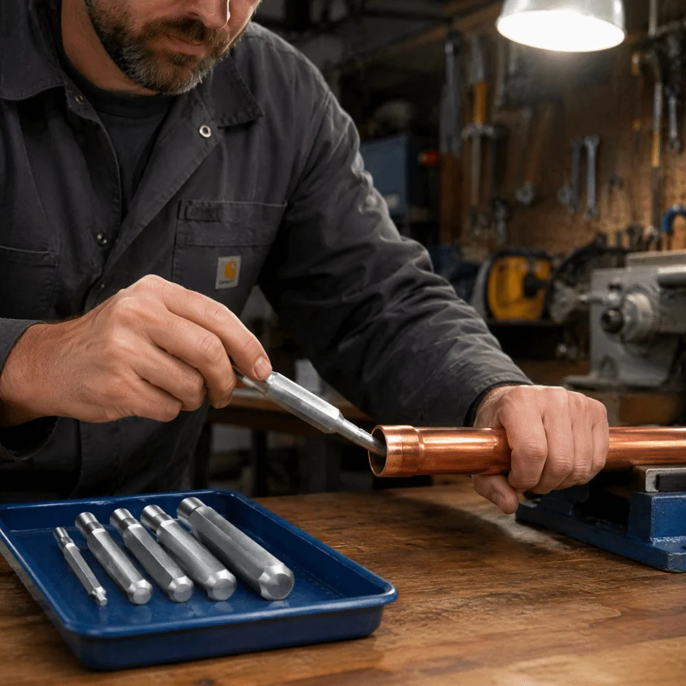 5Pcs Alloy Steel Swage Punch Set 1/4 5/16 3/8 1/2 5/8 Inch HVAC Compact Swaging Punch Tool Compact Swage Tool