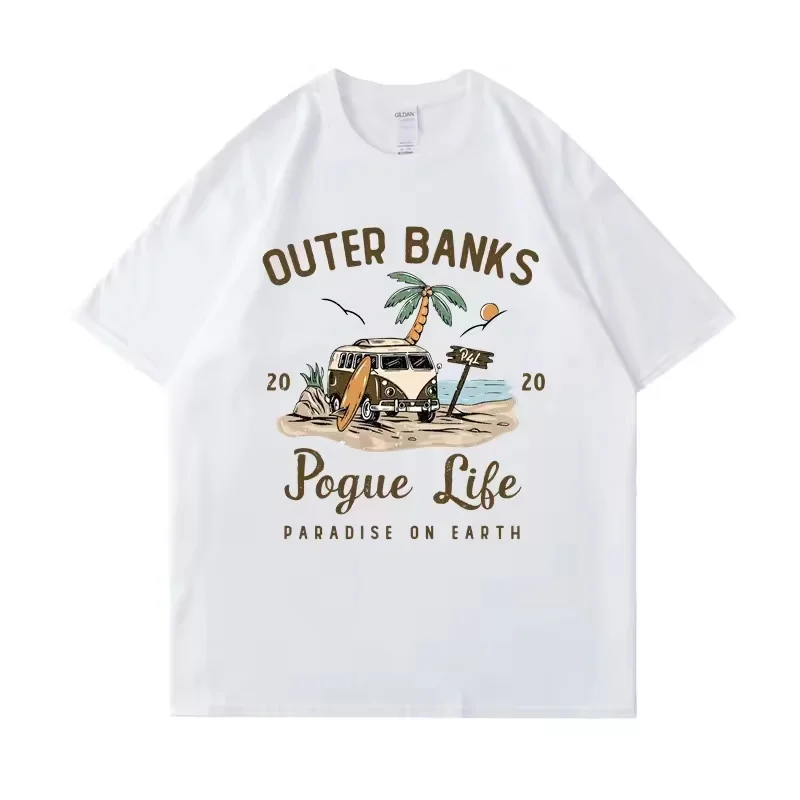Fashion OBX Printing Shirt Outer Banks T Shirt Pogue Life John B Paradise on Earth North Carolina Pouge Graphic Cotton Tee Tops