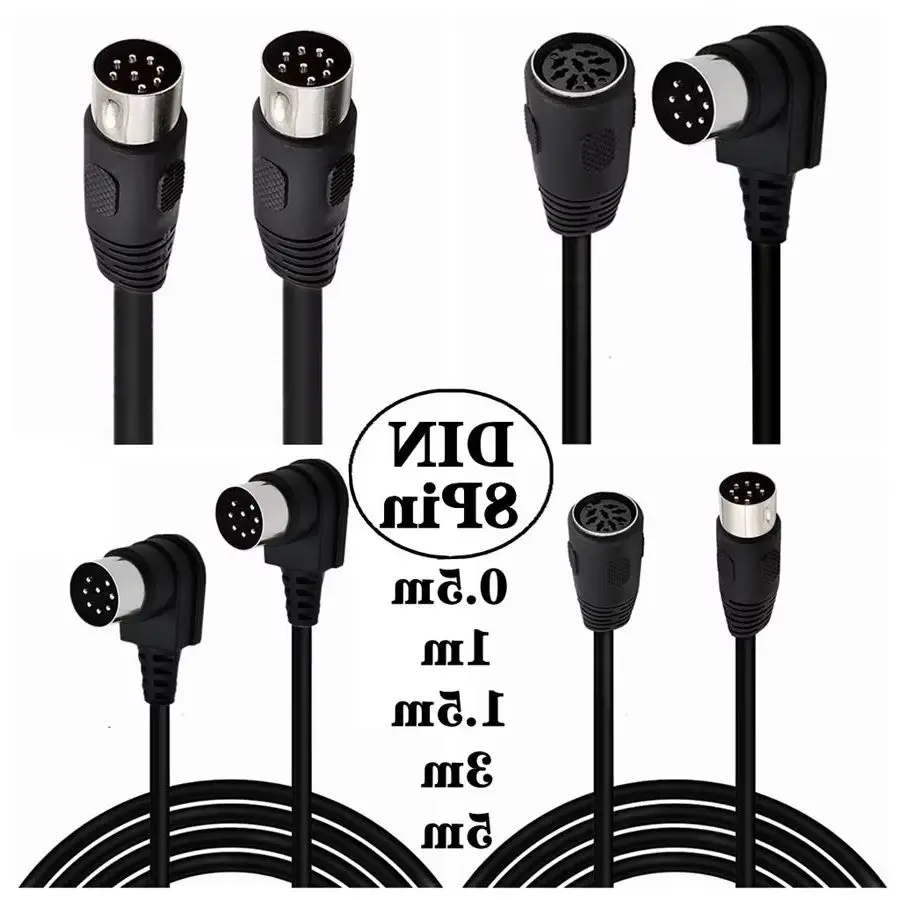 Double elbow 8 Pin Din Male To Male 8p Female Speaker Audio Cable 3 5m For Surveillance Automotive Computer Television Precision