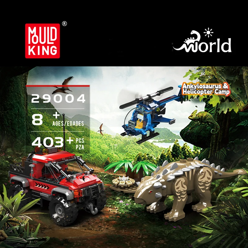 

Mould King Ankylosaurus Helicopter Camp Building Blocks Kit Dinosaur World Series Toys Assembled Ornaments Kid Xmas Gift 403PCS
